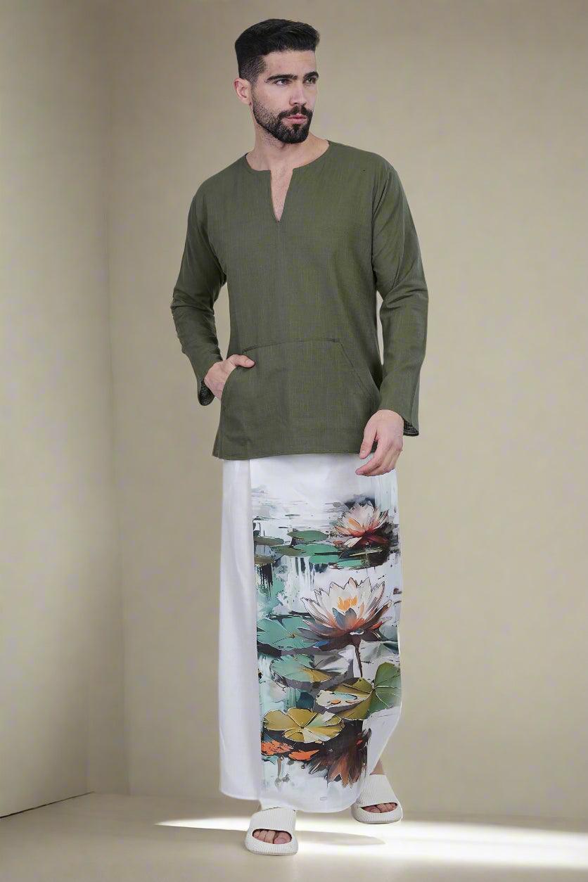 Serene Lotus Ensemble PajamaLungi - Nirmal Online