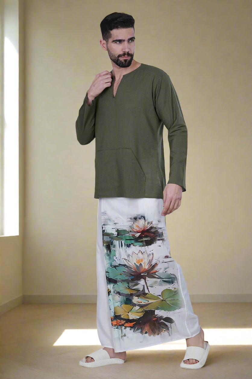 Serene Lotus Ensemble Pajama Lungi kurta set