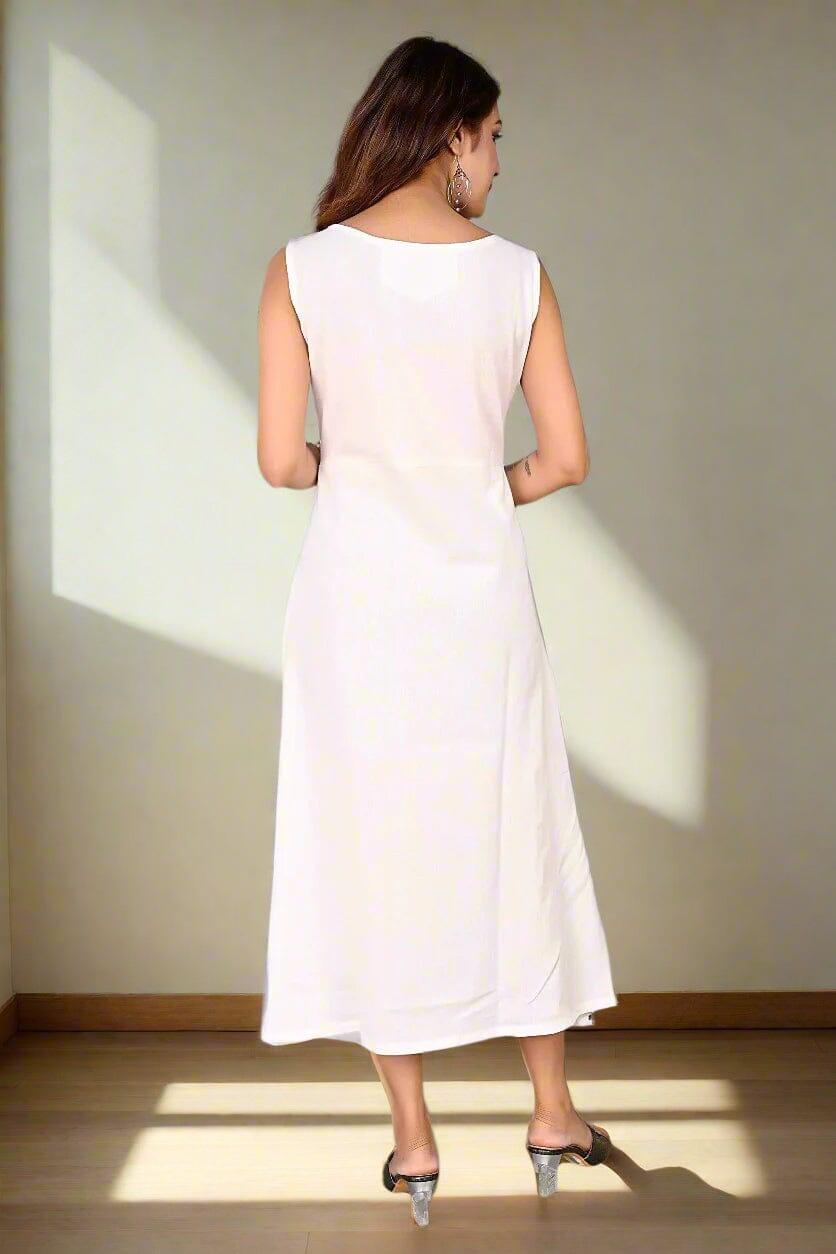 White Whispering Petals Dress - Nirmal Online