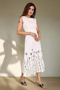 White Whispering Petals Dress - Nirmal Online
