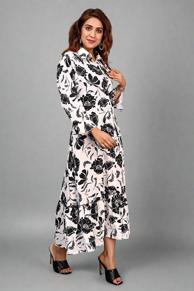 
                      
                        Premium Quality Digital Printed Tunic Dress for Women in Black & White Colour
                      
                    