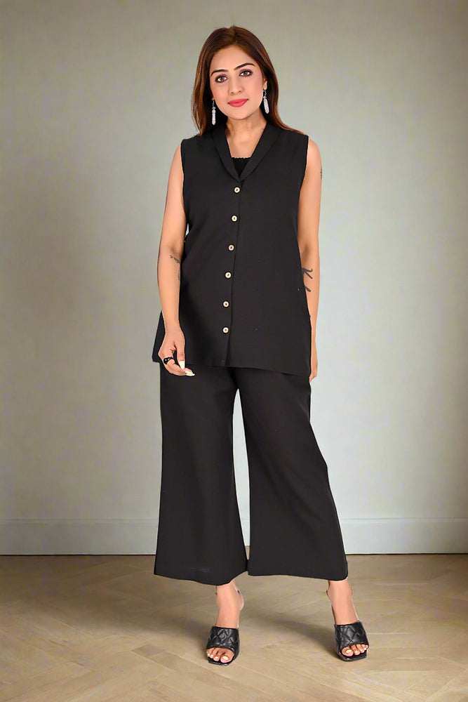 
                      
                        Sleek Noir Sleeveless Cord Set
                      
                    