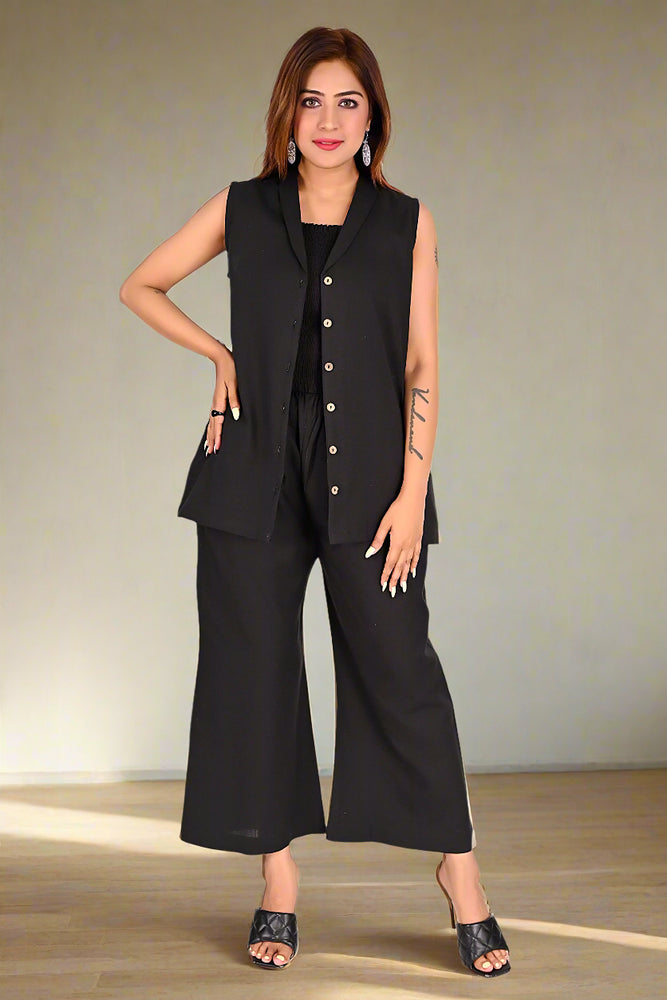 
                      
                        Sleek Noir Sleeveless Cord Set
                      
                    