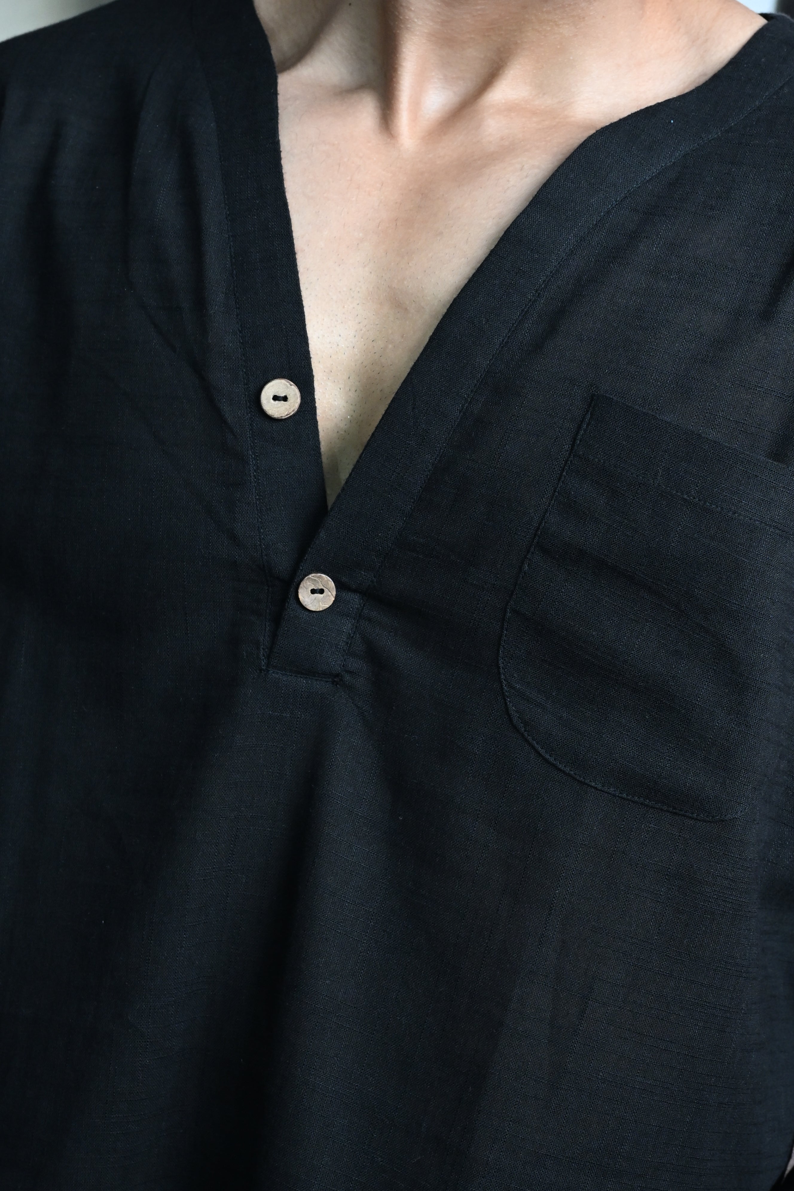 Cotton Black Color Full Sleeve Kurta For Men