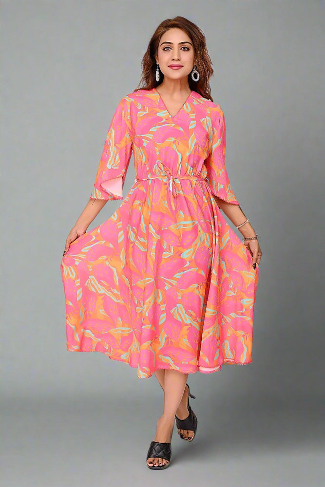 Premium Quality Digital Printed Tunic Dress for Women in Pink Colour