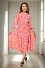 Premium Quality Digital Printed Tunic Dress for Women in Pink Colour Plus Size