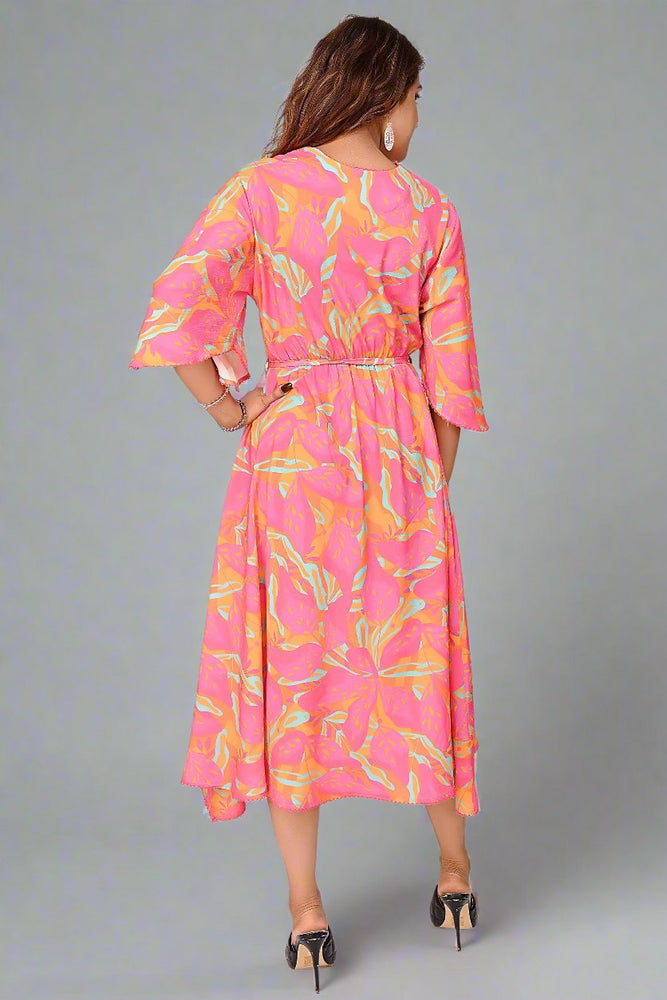 Premium Quality Digital Printed Tunic Dress for Women in Pink Colour Plus Size