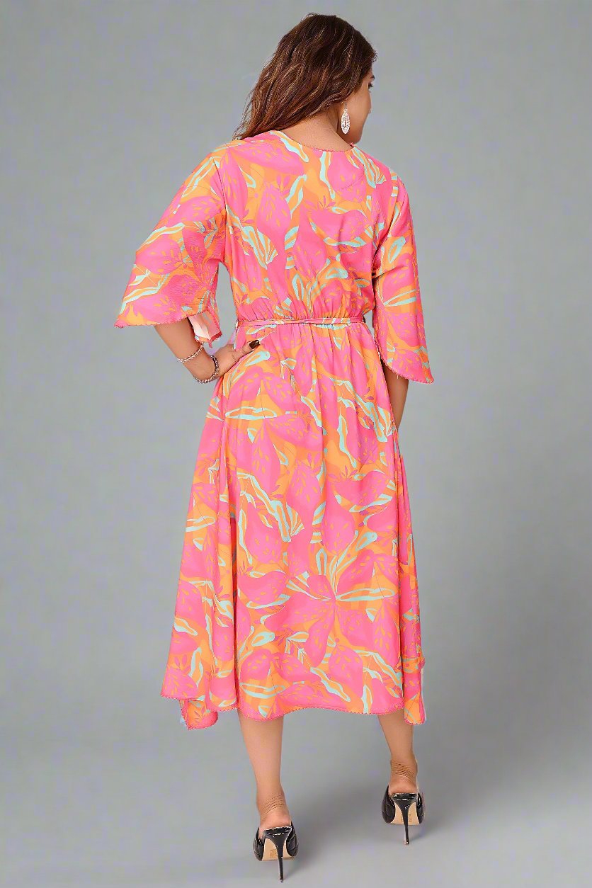 Premium Quality Digital Printed Tunic Dress for Women in Pink Colour Plus Size