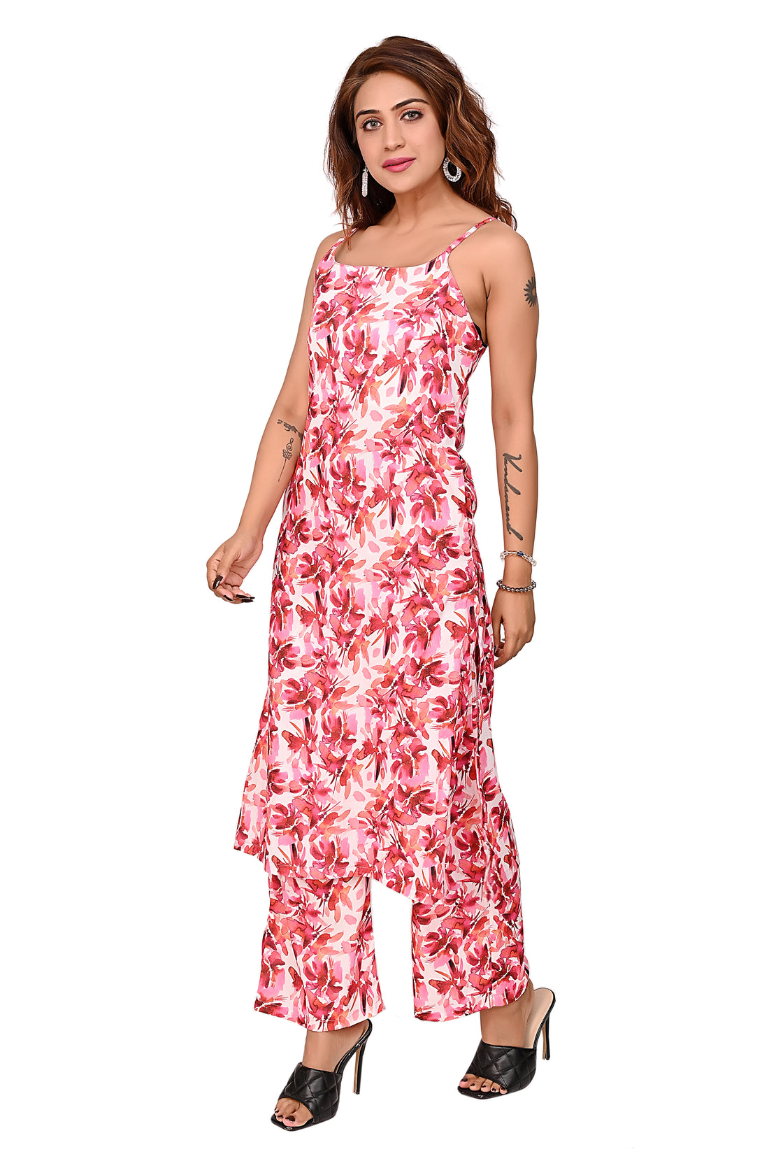 Nirmal online Premium Quality Digital Printed Tunic Dress for Women in Pink Colour