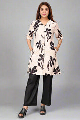 Premium Quality Digital Printed Tunic Dress for Women in Black & White Colour Plus Size