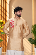 Golden Mulberry  Silk Embroidered Look DTF Sticker Print Kurta