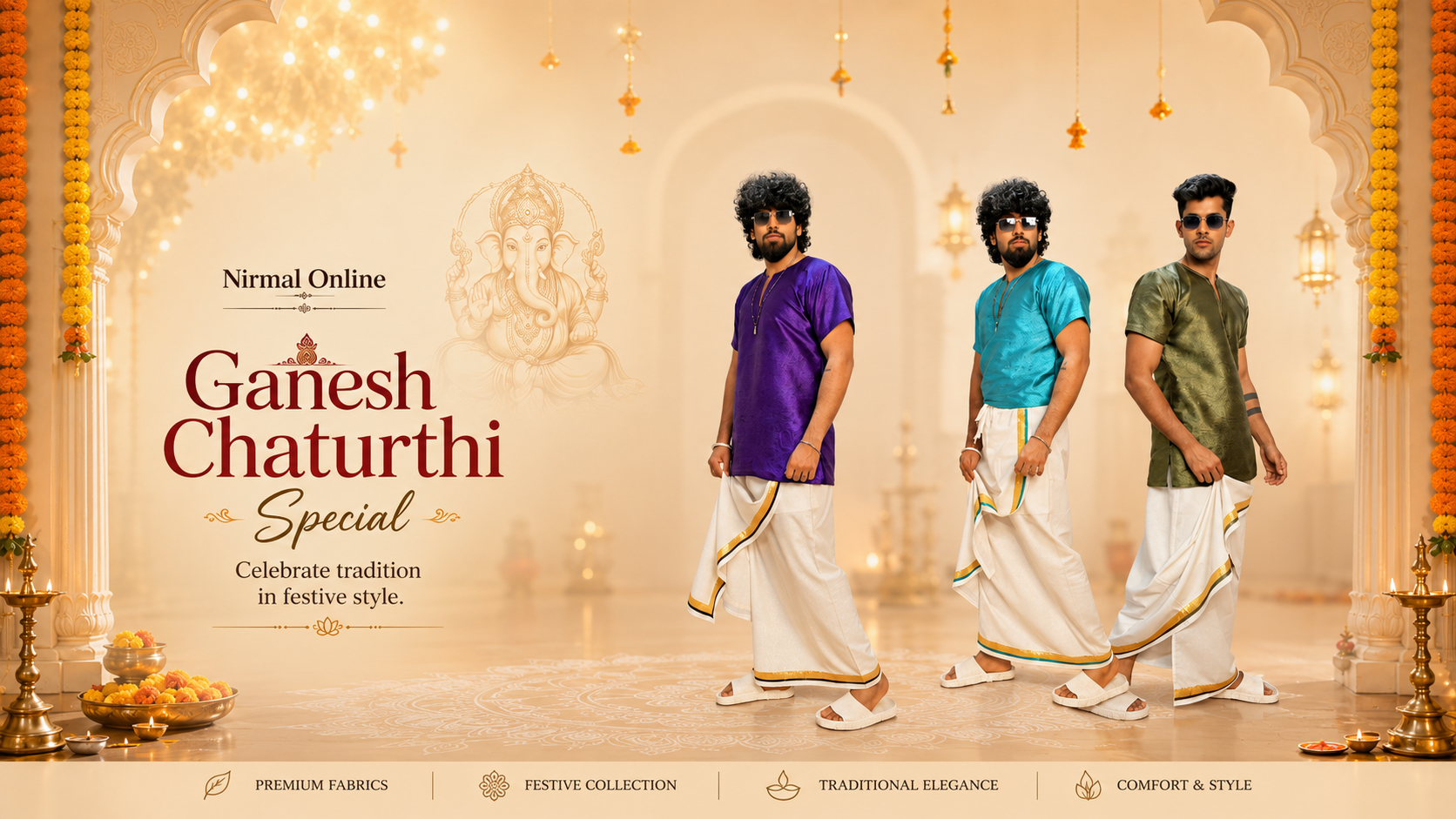 Ganesh chaturthi silk banner