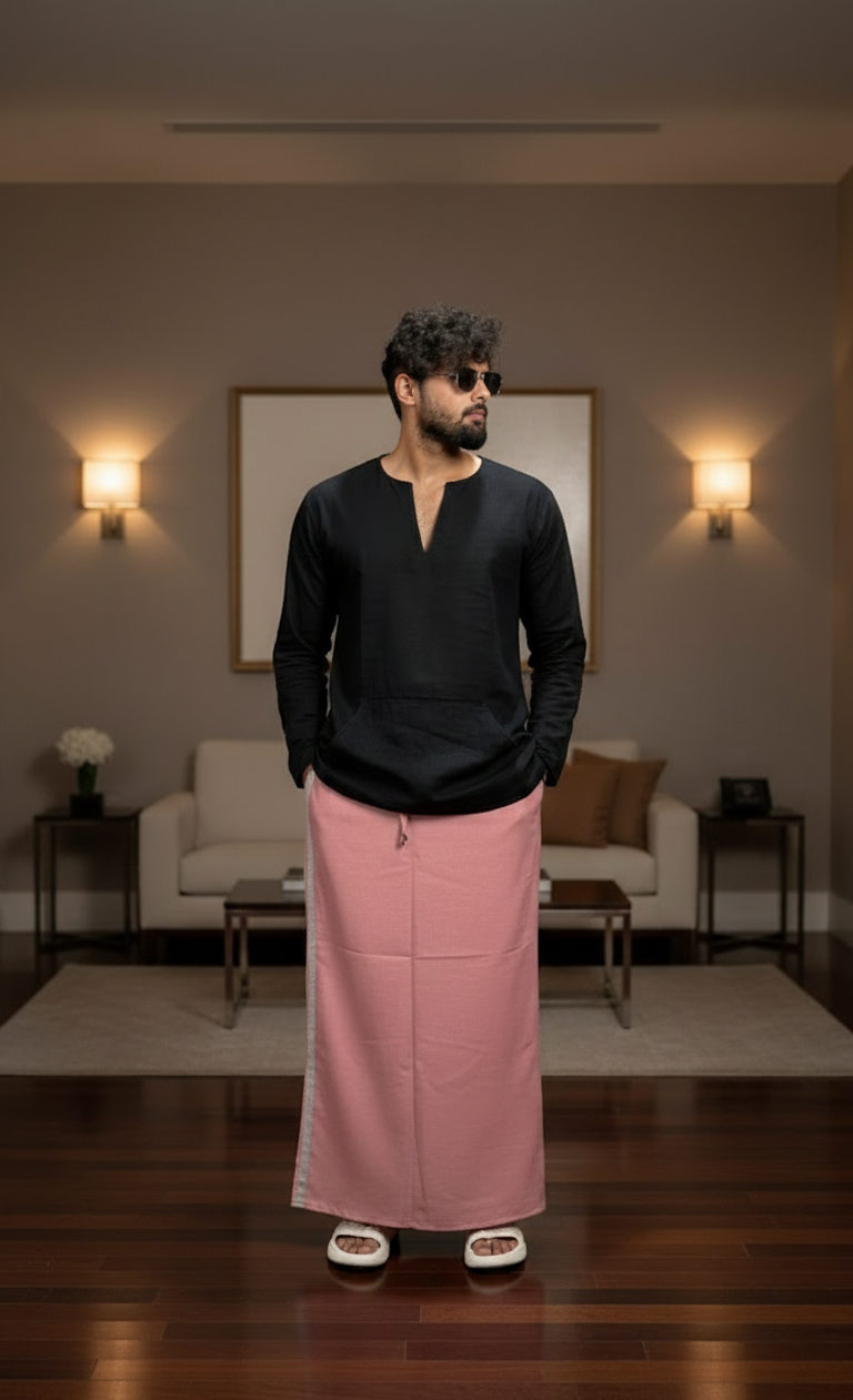 Men's Pink Color With White Stripe Pajamalungi