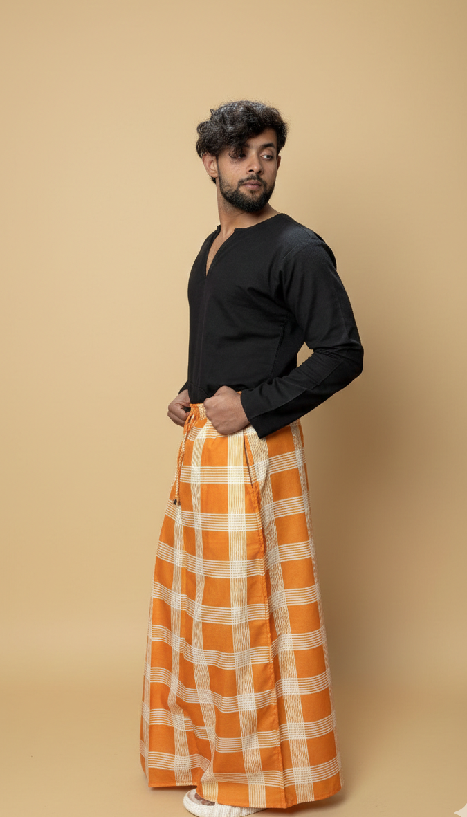 Men Classic Orange Checked Pajamalungi