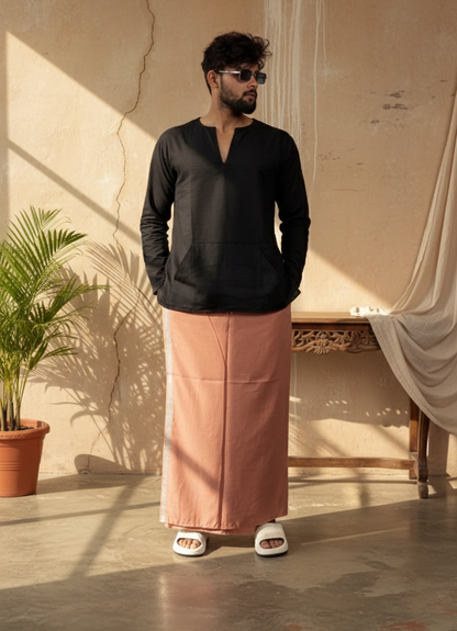 Men's Peach/Tan Color With Grey Stripe Pajamalungi