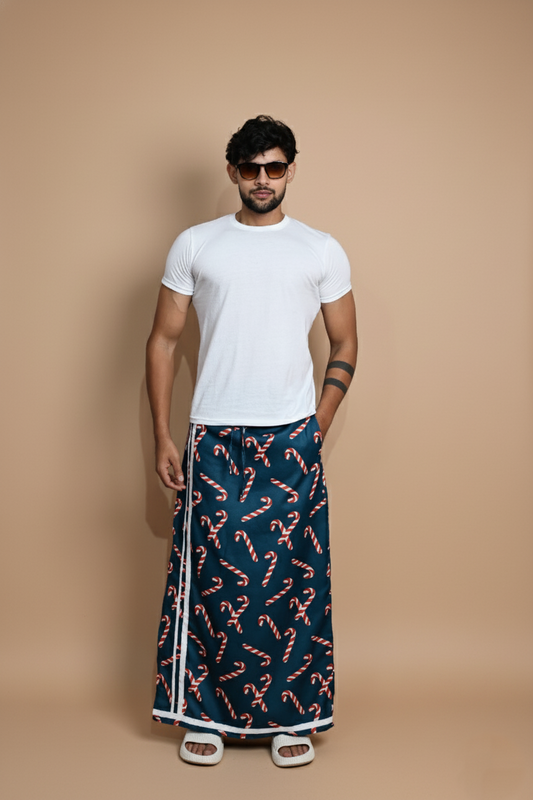 Dark Teal Candy Cane pajamalungi for Men's