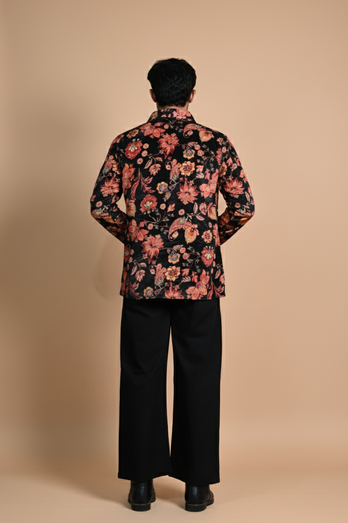 Digital Print Multicolor Velvet Kurta For Men