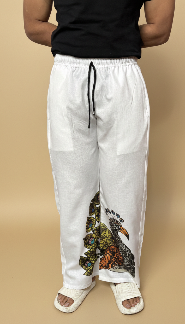 Men Peacocok Print Pajama