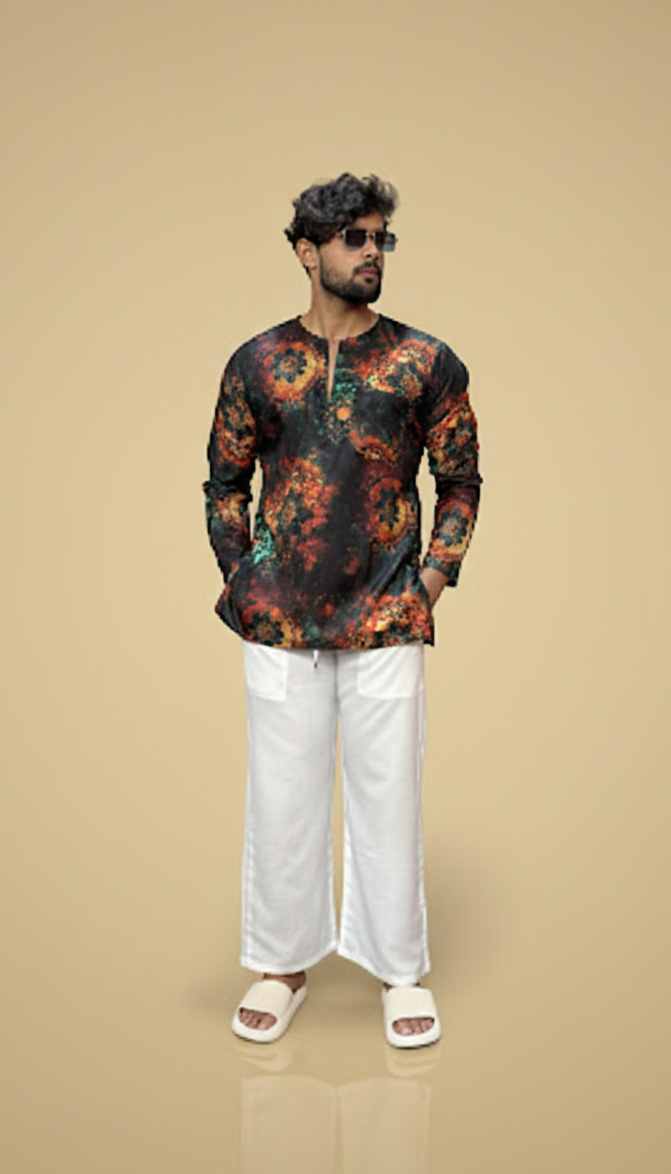 Men’s Multicolor Abstract Print Kurta
