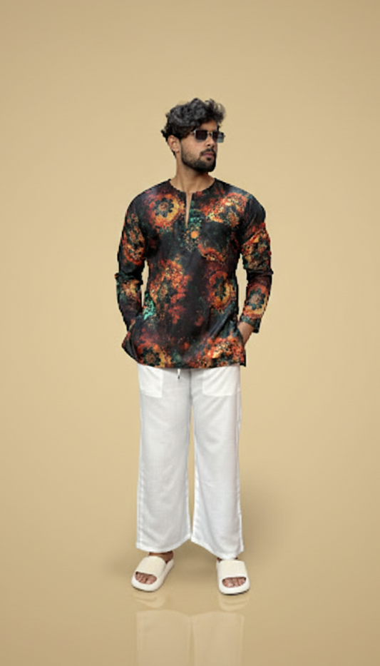 Men’s Multicolor Abstract Print Kurta