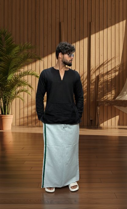 Men's Sky Blue Color With Green Stripe Pajamalungi