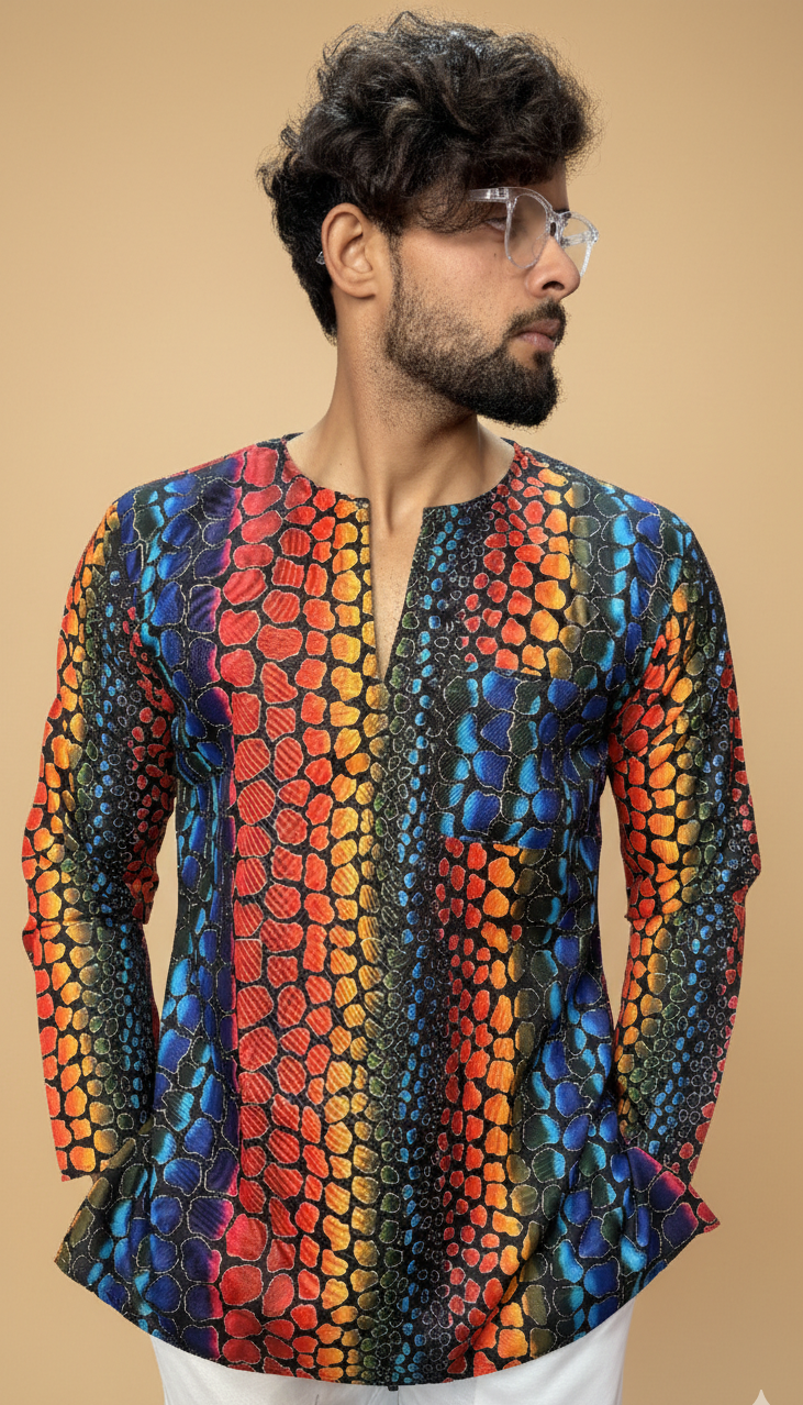 Men’s Abstract Printed Straight Kurta
