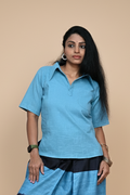 Women Sky Blue Cotton Kurta