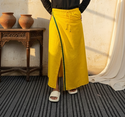 Men's Yellow With Green Stripe Pajamalungi