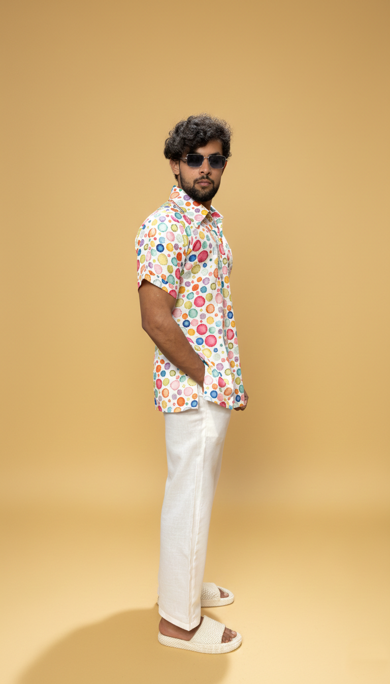 Men Multi Color Polka Dot – Short Sleeve