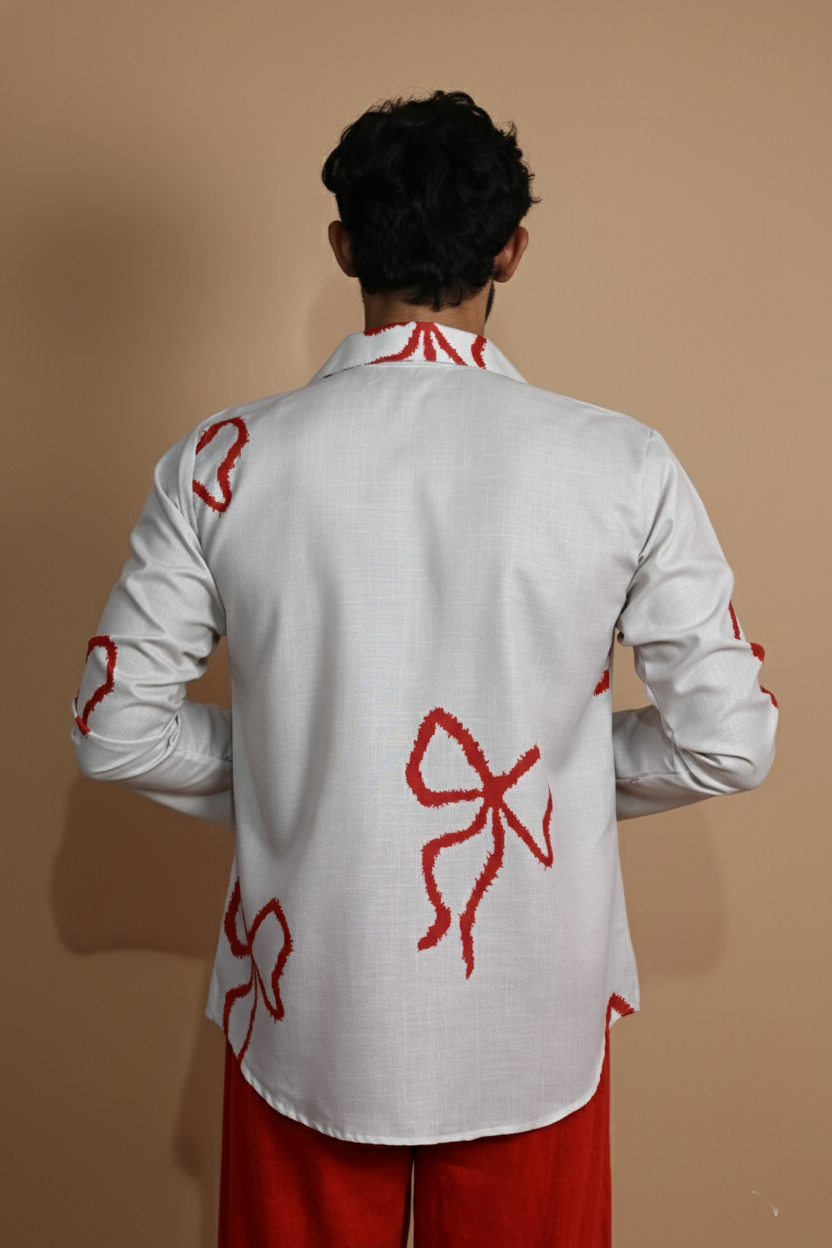 White Hertiage Boho Digital Print Kurta For Men