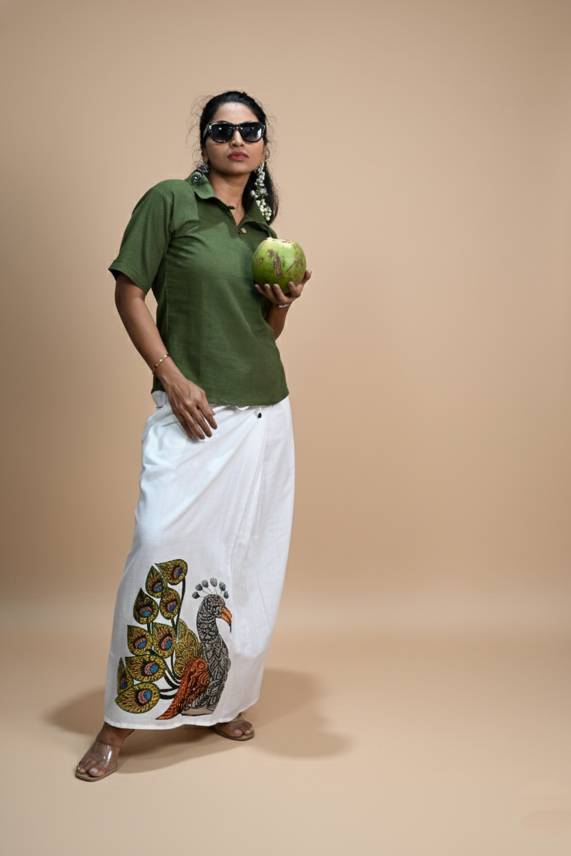 Women Peacock Printed Pajamalungi