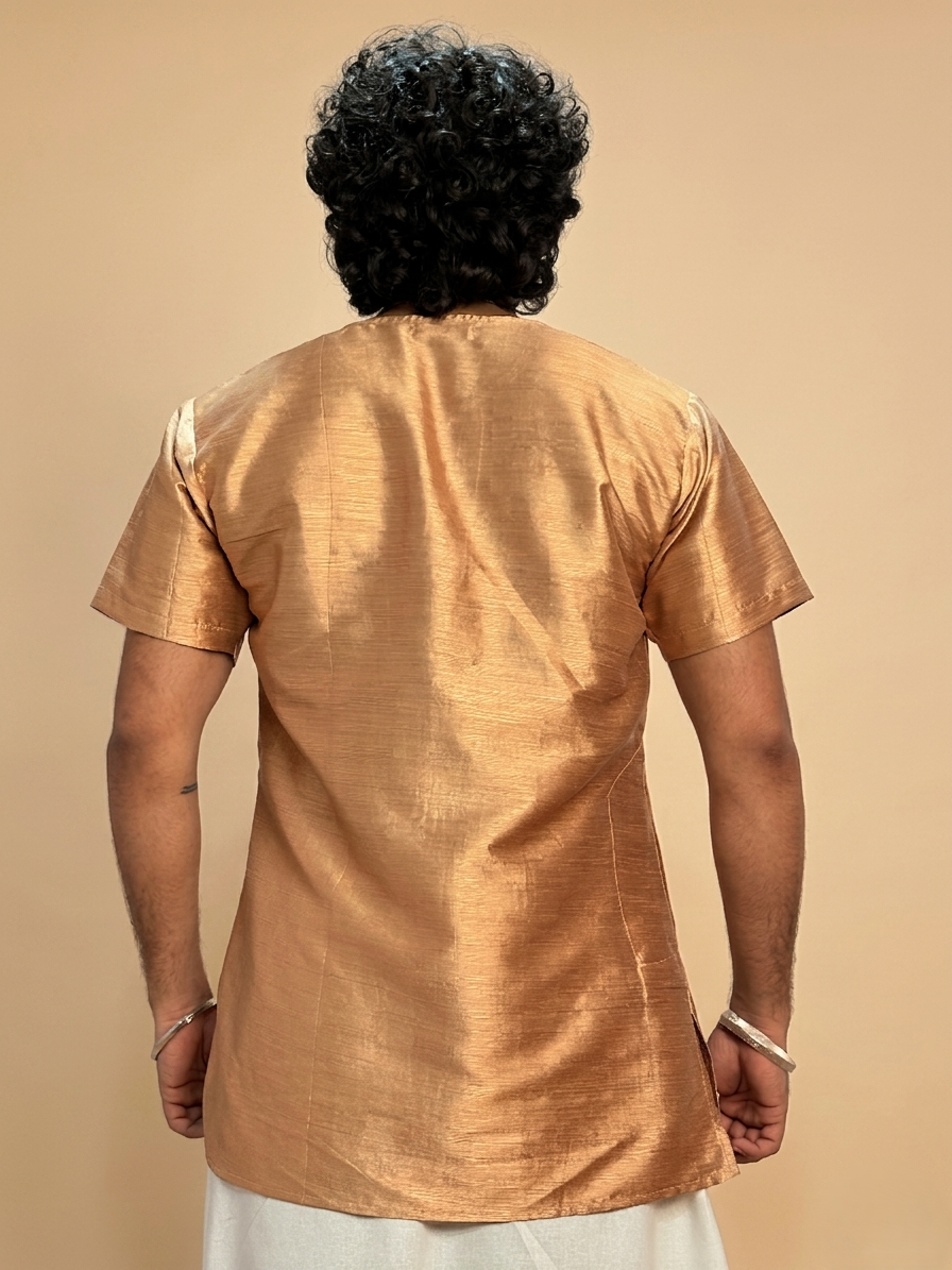 Men Golden Colour mulberry Kurta.
