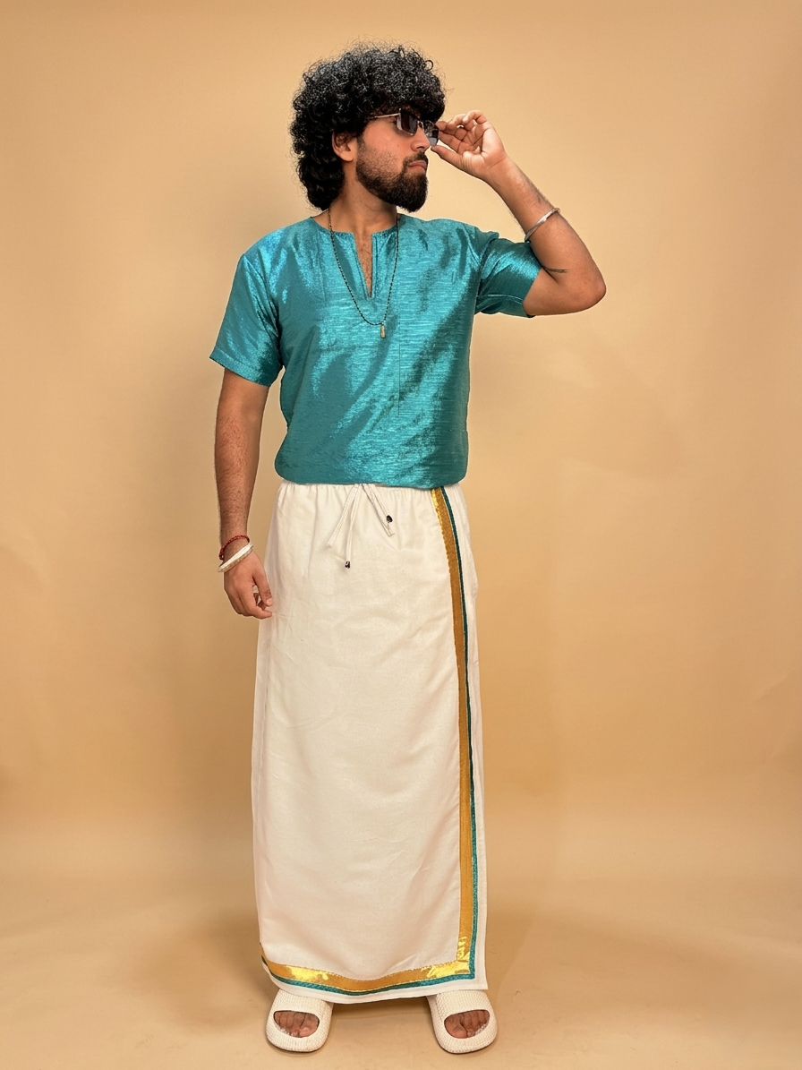 Men Ramagreen Colour mulberry Kurta.