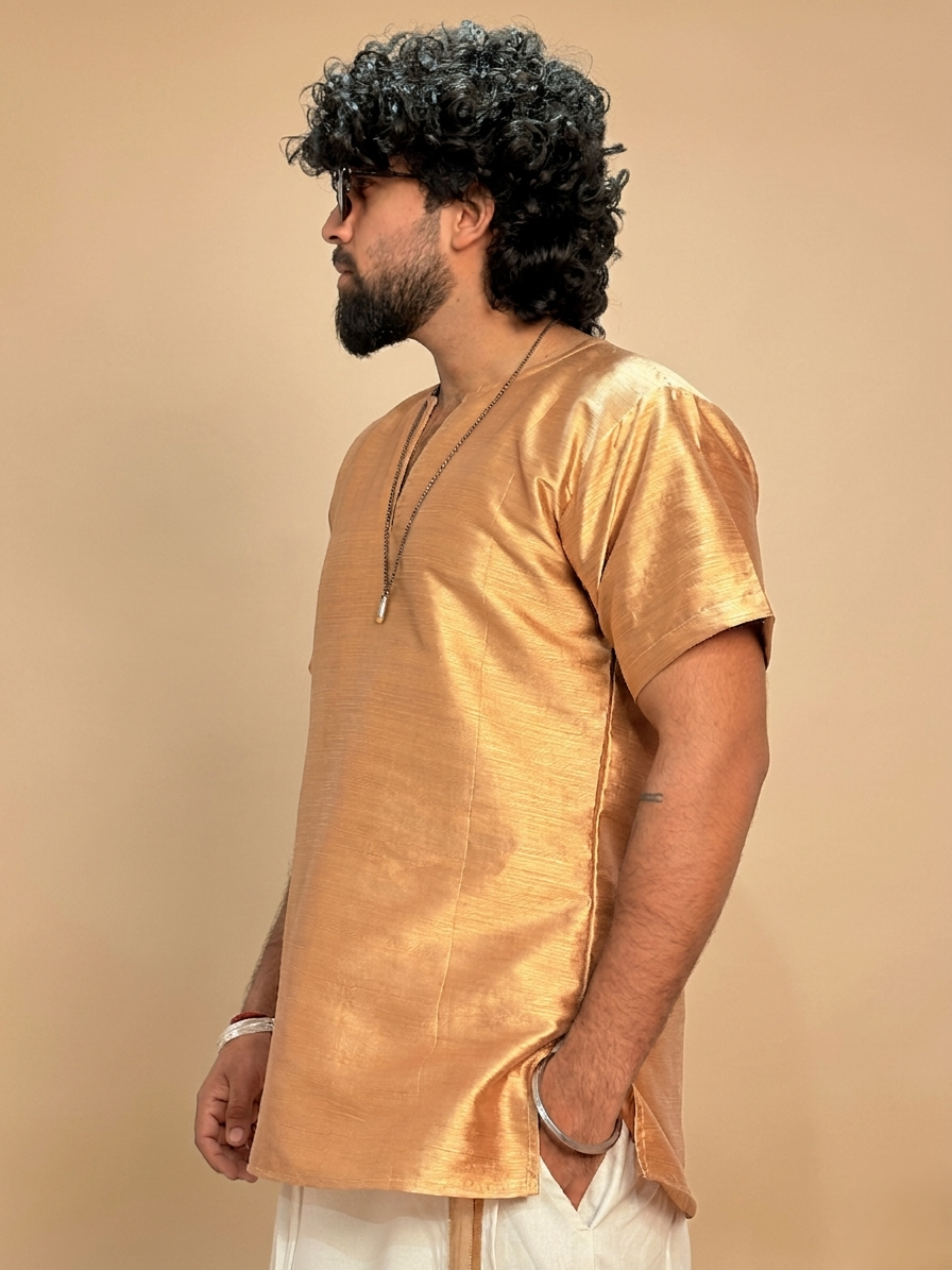 Men Golden Colour mulberry Kurta.