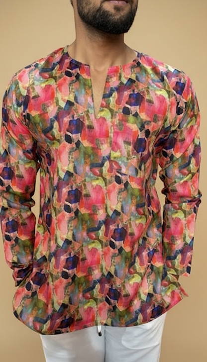 Men’s Multicolor Ethnic Print Kurta