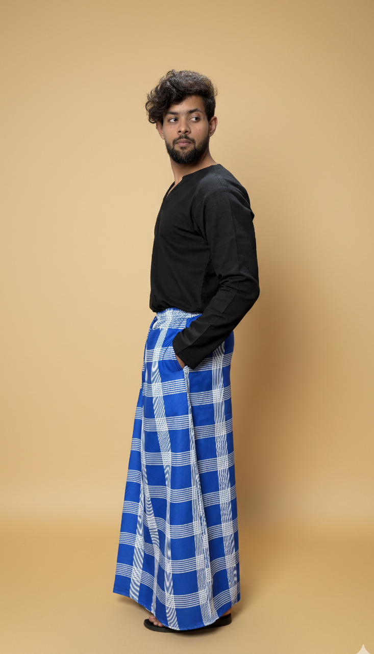 Men Checked Blue Pajamalungi