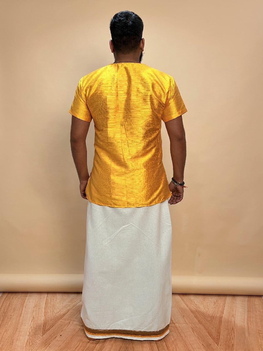 Men Yellow Colour mulberry Kurta.