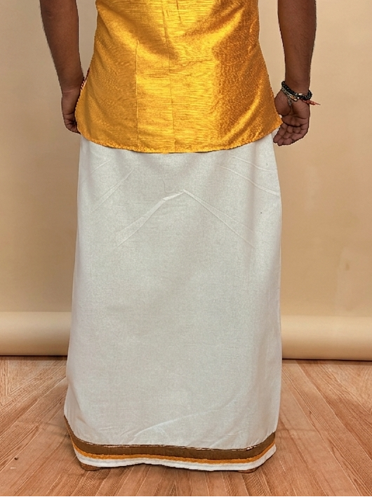 Men White Color With  Copper  & Yellow Stripe Pajamalungi