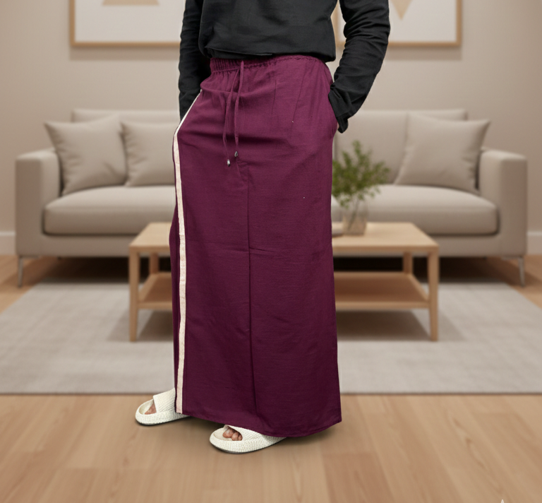 Men's Wine Color With Cream Stripe Pajamalungi