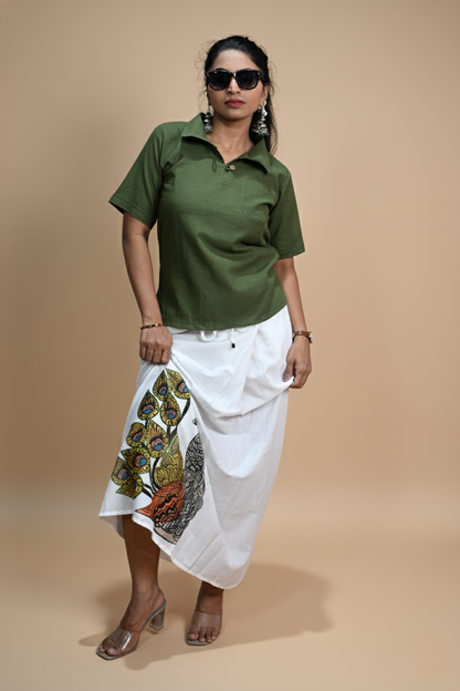 Women Peacock Printed Pajamalungi
