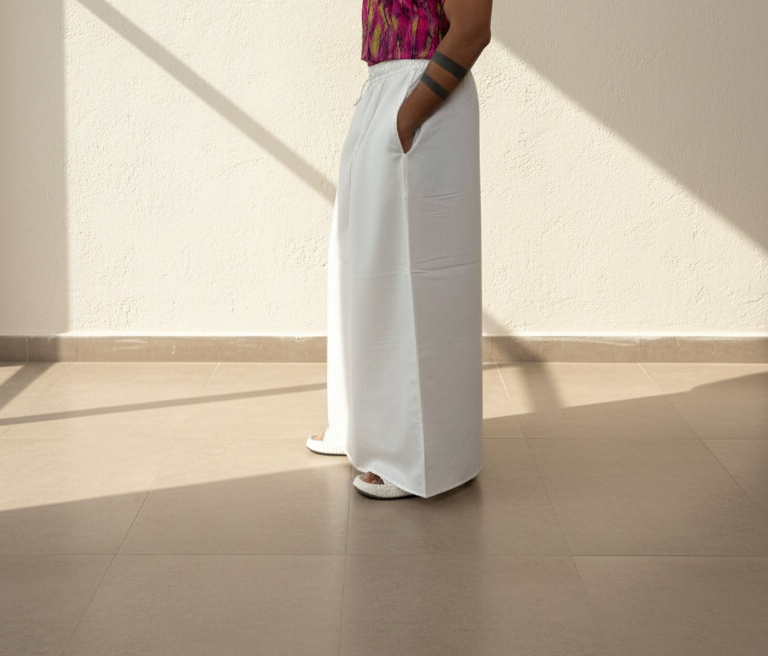 Men White Color With Classic Stripe Pajamalungi