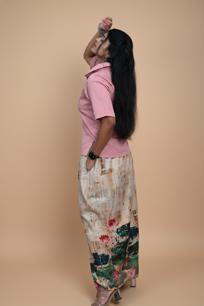 Women Lotus Pond Printed Pajamalungi