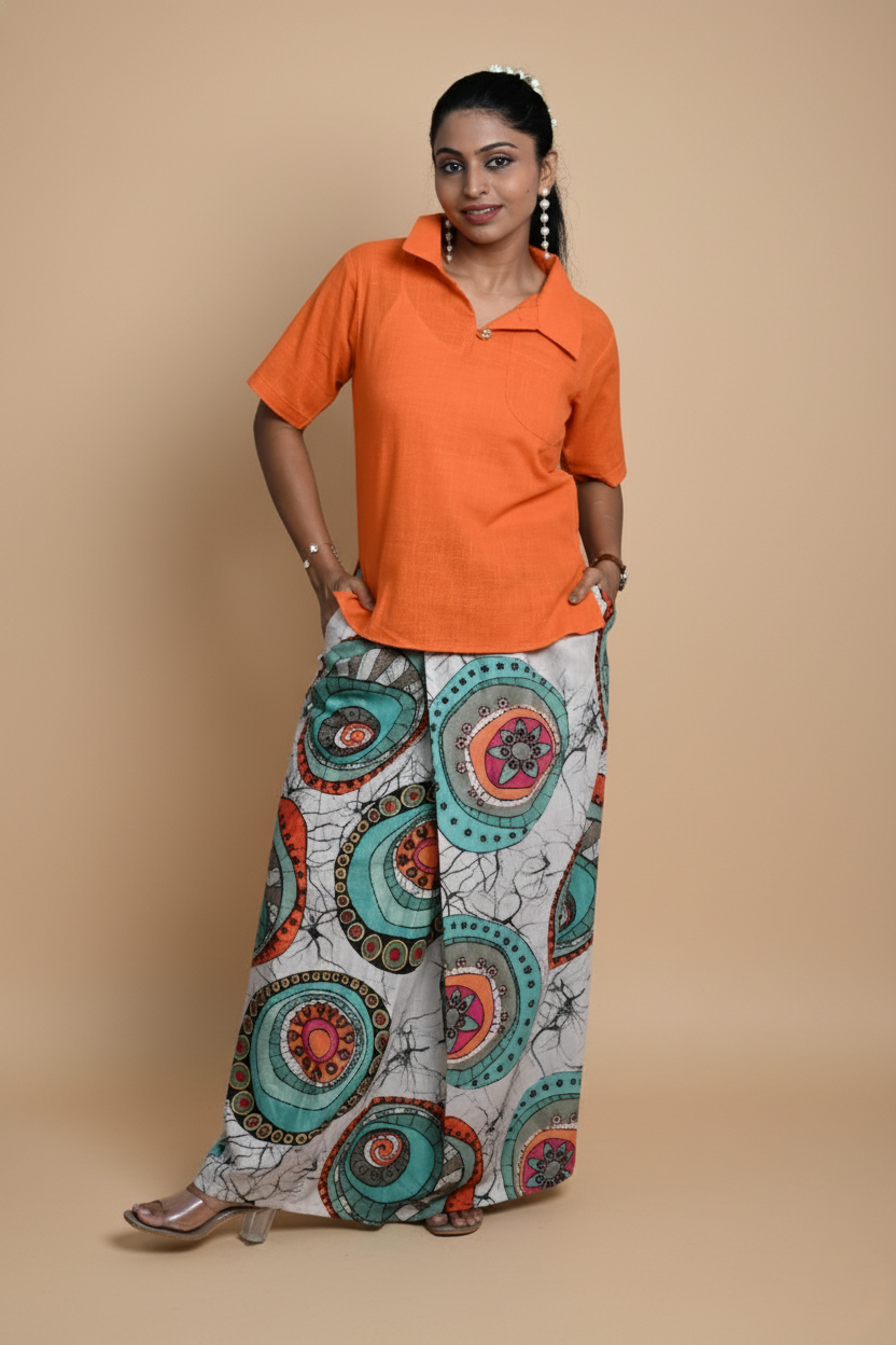 Women Solid Orange Halfsleeve Kurti