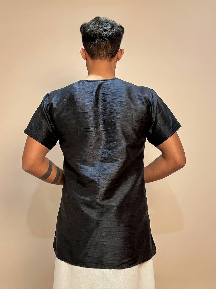 Men Black Colour mulberry Kurta.