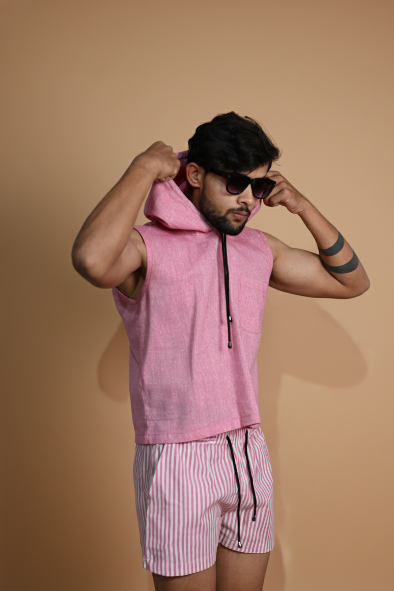 Pink Pop Sleeveless Hoodie