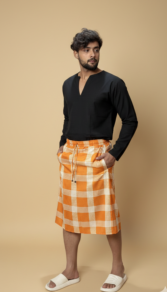 Men Classic Orange Checked Pajamalungi