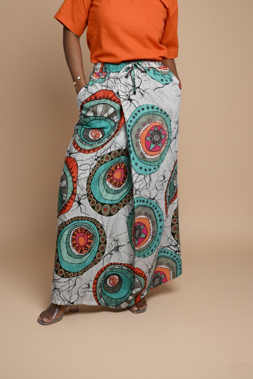 Women Big circle Multicolor Printed Pajamalungi