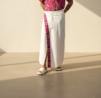 Men White Color With Classic Stripe Pajamalungi