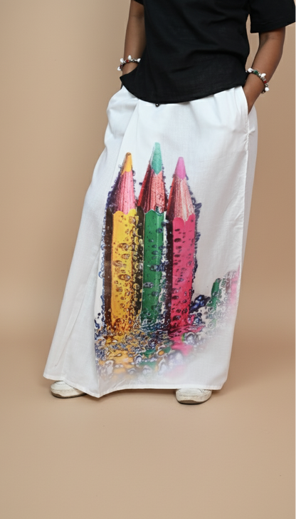 Women multicolored pencil design print Pajamalungi