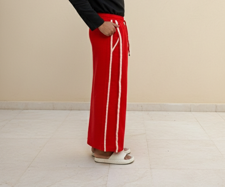 Men's Red Color with Cream stripe Pajamalungi